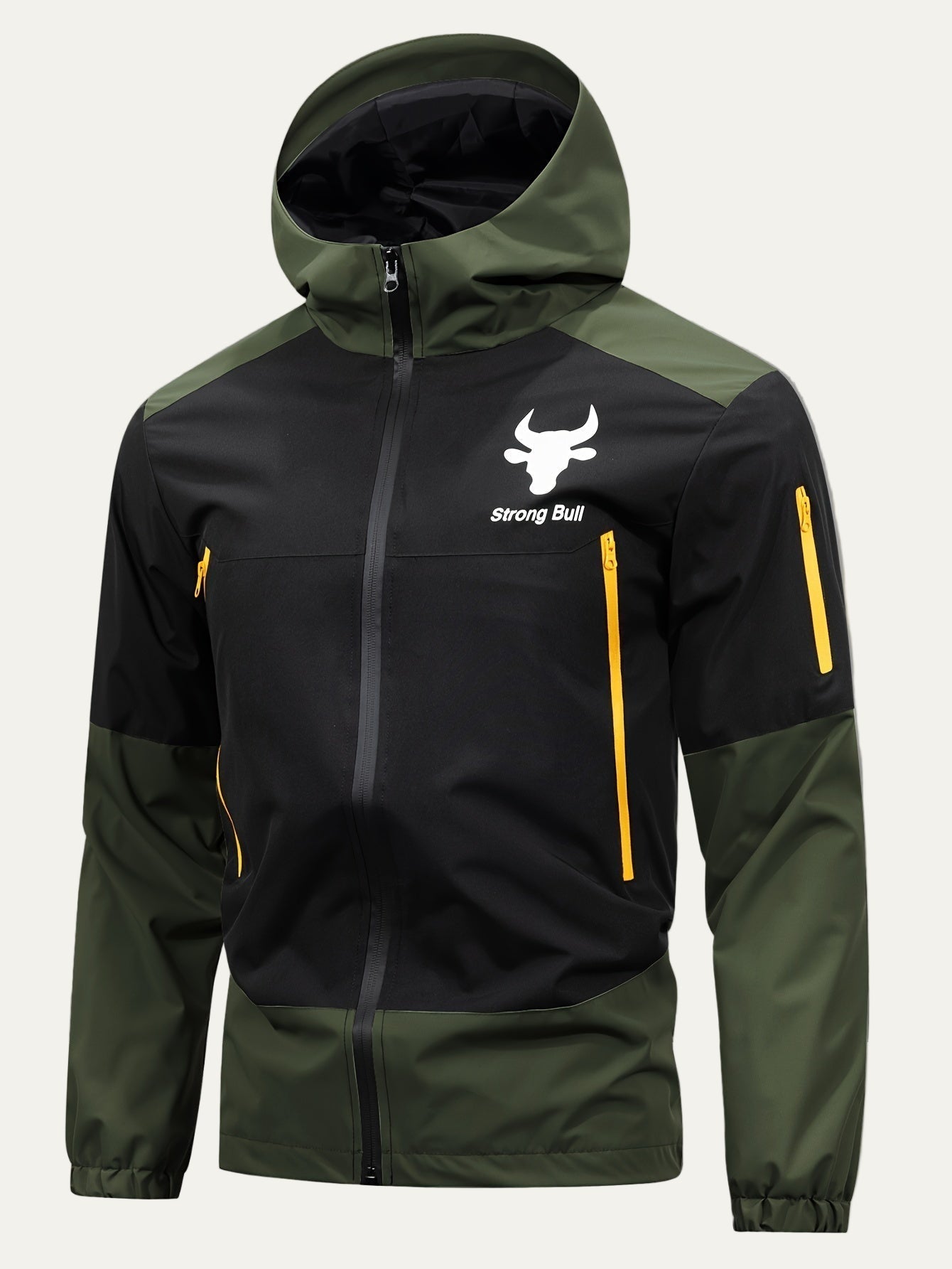 Men’s Color Block Hooded Full Zip Windbreaker