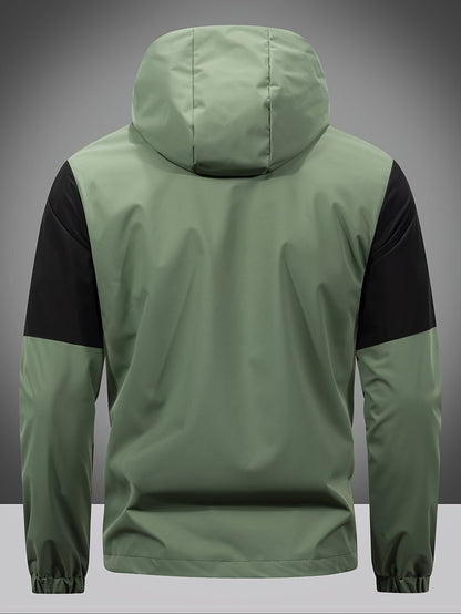 Men's Jacket with Zip, Hood, and Colour Block Design – Milan