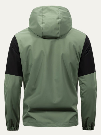 Men’s Color Block Hooded Full Zip Windbreaker