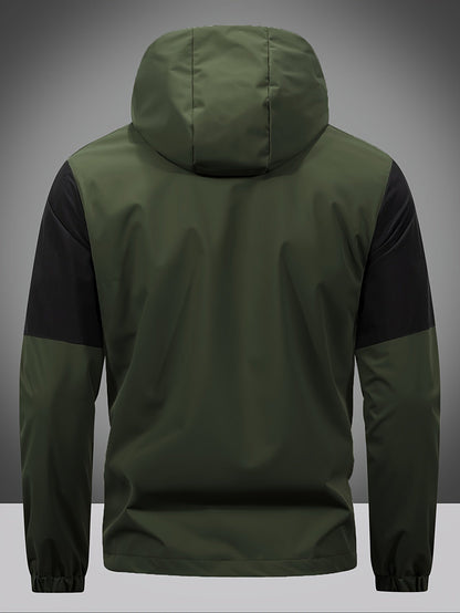 Men's Jacket with Zip, Hood, and Colour Block Design – Milan