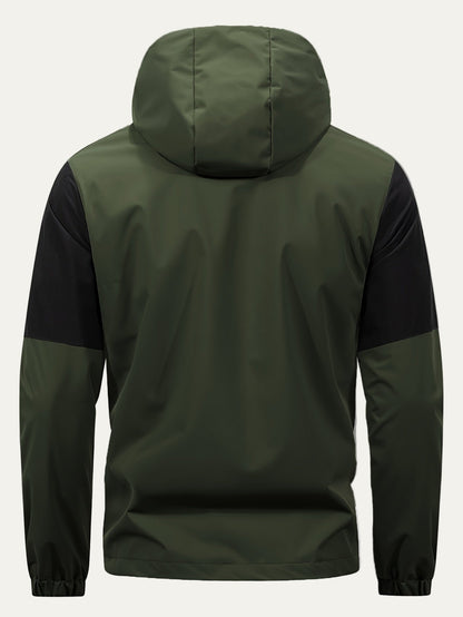 Men’s Color Block Hooded Full Zip Windbreaker