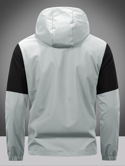 Men's Jacket with Zip, Hood, and Colour Block Design – Milan