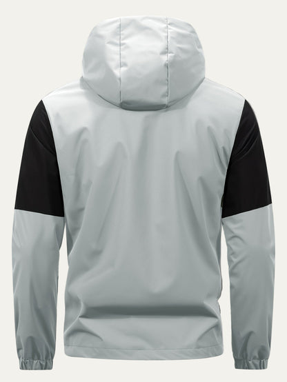 Men’s Color Block Hooded Full Zip Windbreaker