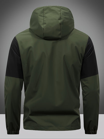 Men's Jacket with Zip, Hood, and Colour Block Design – Milan