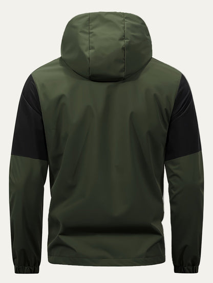 Men’s Color Block Hooded Full Zip Windbreaker