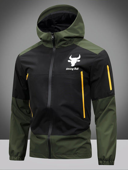 Men's Jacket with Zip, Hood, and Colour Block Design – Milan
