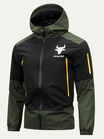 Men’s Color Block Hooded Full Zip Windbreaker