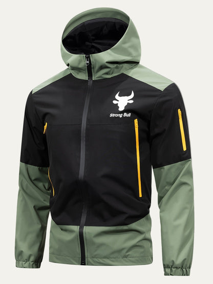Men’s Color Block Hooded Full Zip Windbreaker