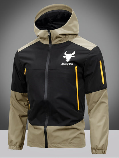 Men's Jacket with Zip, Hood, and Colour Block Design – Milan