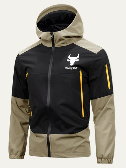 Men’s Color Block Hooded Full Zip Windbreaker
