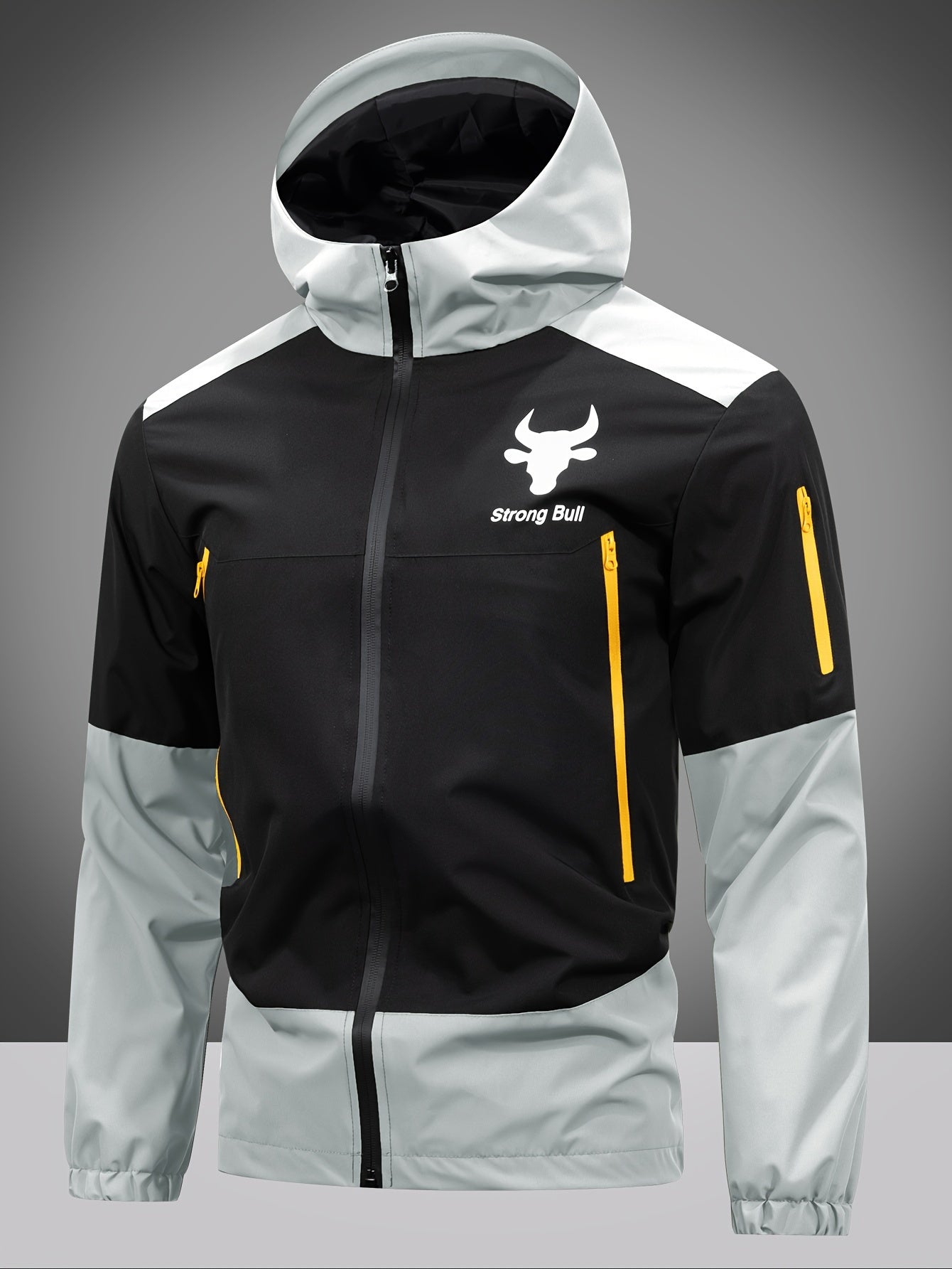 Men's Jacket with Zip, Hood, and Colour Block Design – Milan
