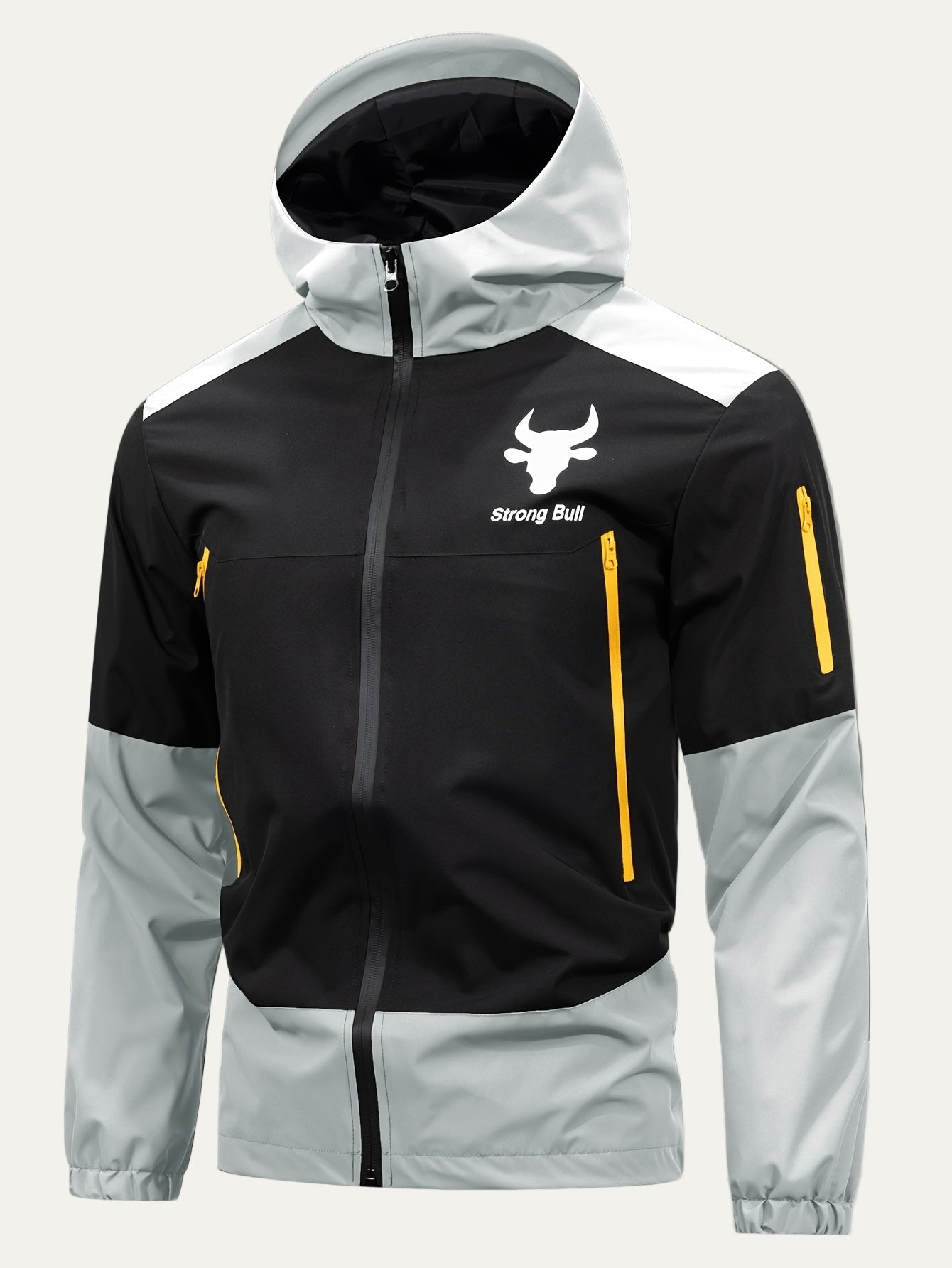 Men’s Color Block Hooded Full Zip Windbreaker