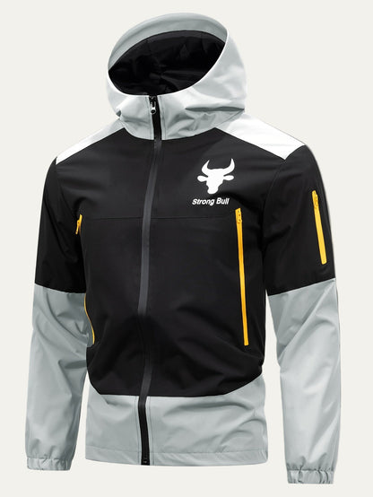 Men’s Color Block Hooded Full Zip Windbreaker