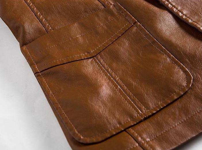 Men’s Sleek Faux Leather Single Button Blazer