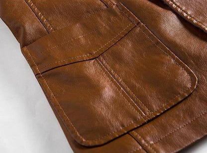 Men’s Sleek Faux Leather Single Button Blazer