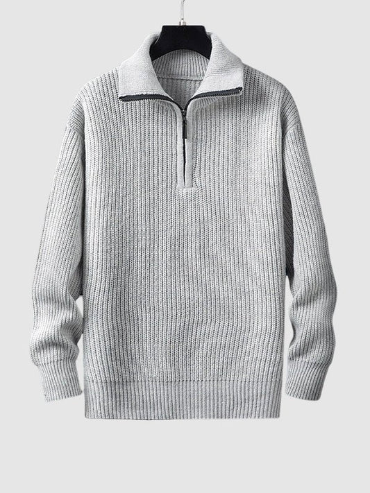 Classic Men's Zipper Knit Sweater - BritishElegance