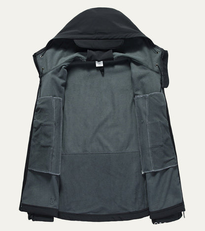 Men’s Tactical Softshell Jacket with Hood and Utility Pockets