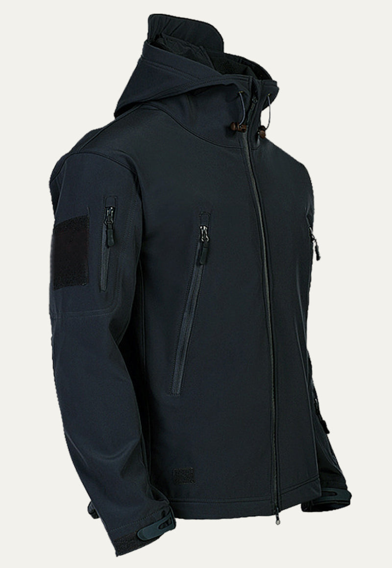 Men’s Tactical Softshell Jacket with Hood and Utility Pockets