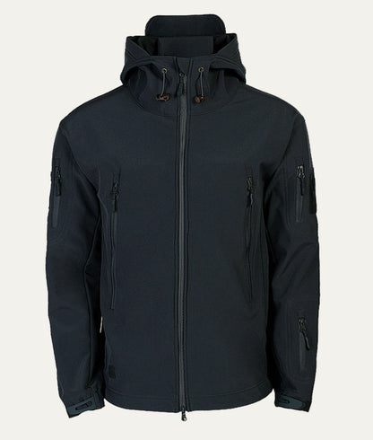 Men’s Tactical Softshell Jacket with Hood and Utility Pockets
