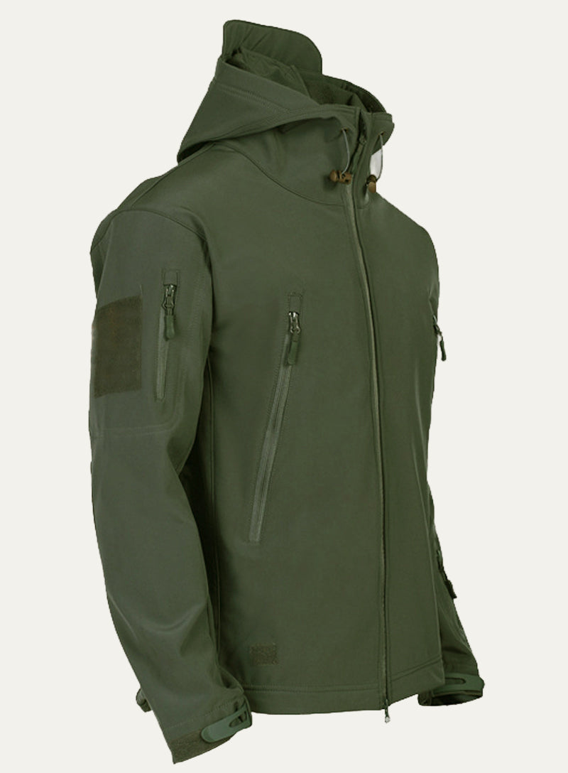 Men’s Tactical Softshell Jacket with Hood and Utility Pockets