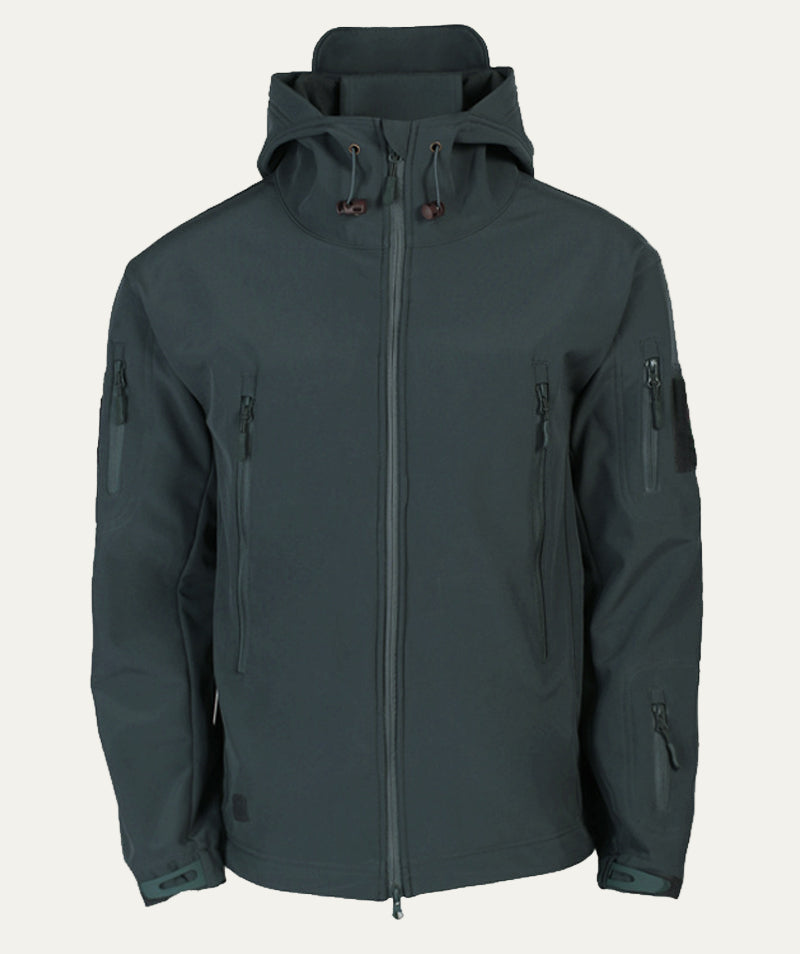 Men’s Tactical Softshell Jacket with Hood and Utility Pockets