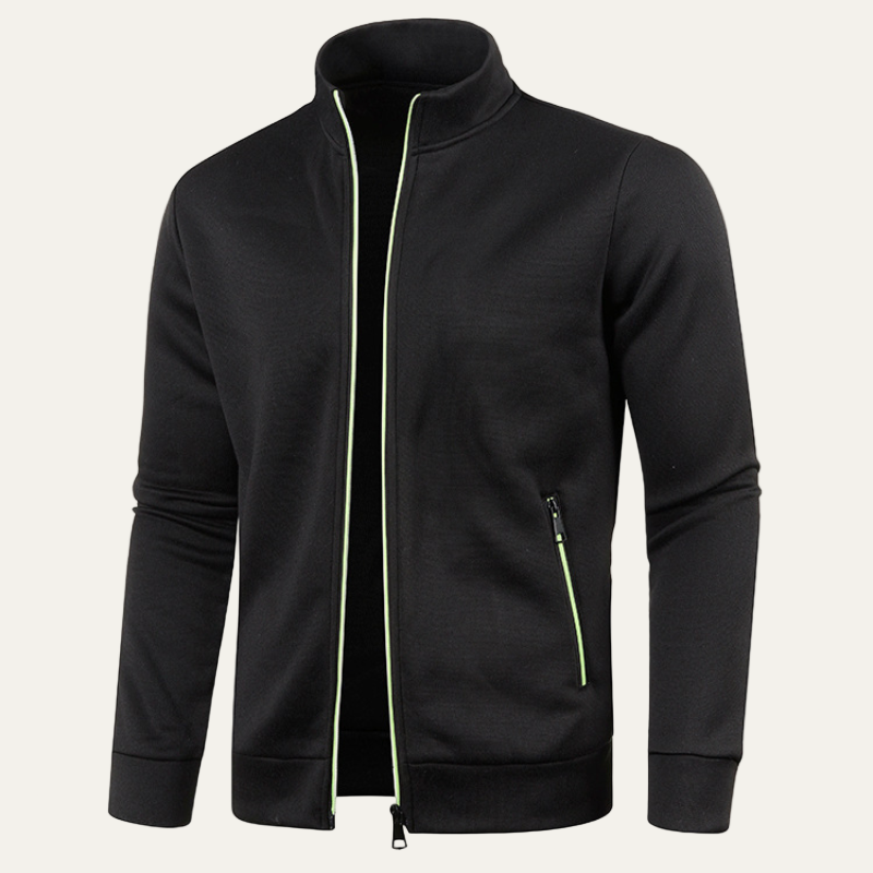 Men’s Casual Full Zip Track Jacket with Stand Collar