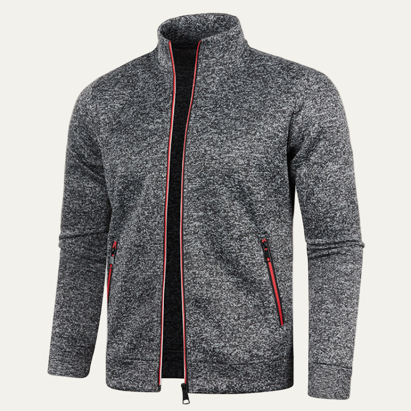 Men’s Casual Full Zip Track Jacket with Stand Collar