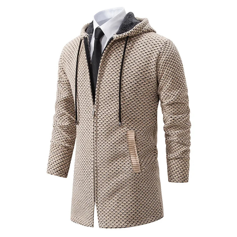 Mid-Length Wool Hoodie for Men - Luca