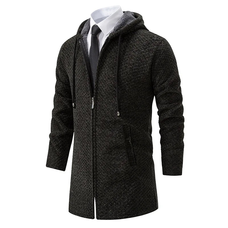 Mid-Length Wool Hoodie for Men - Luca
