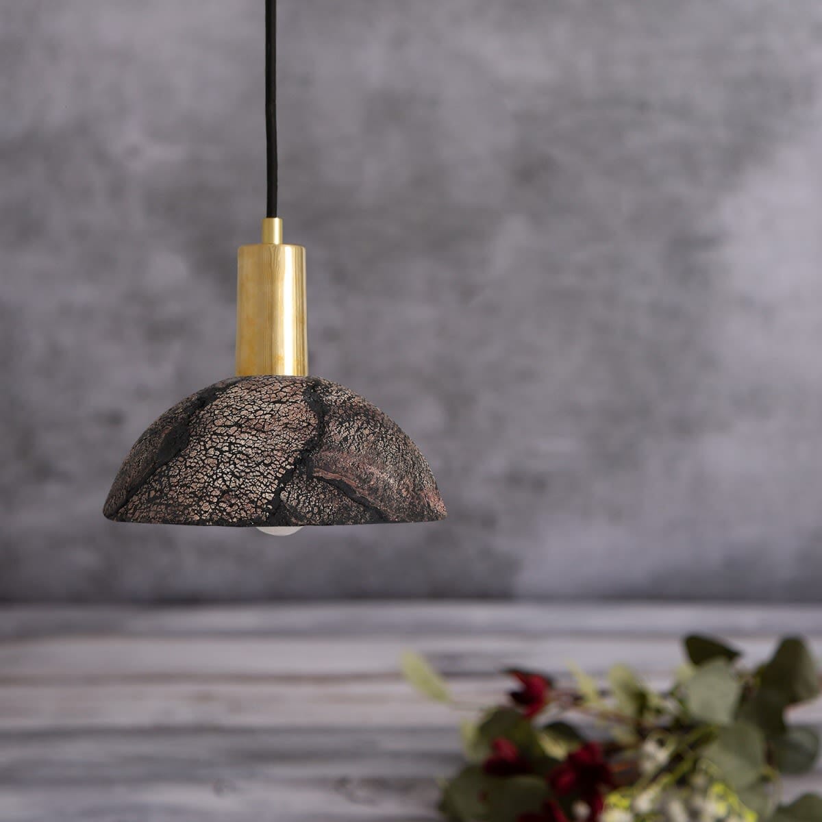 Natural Black Clay Ceramic Pendant Light Fixture - BritishElegance