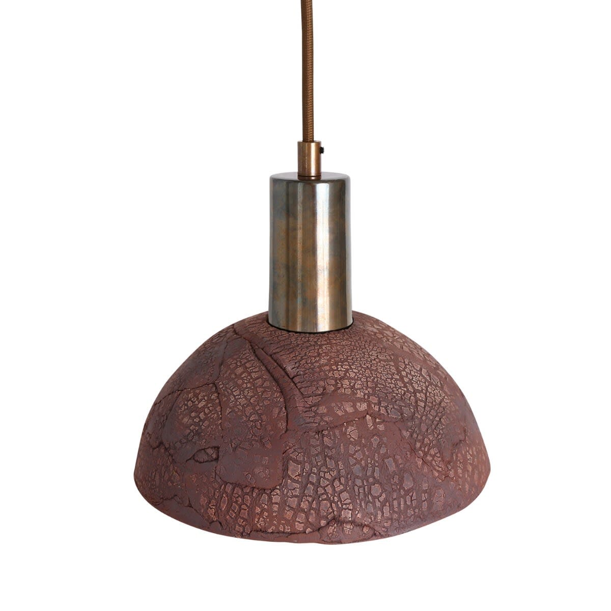 Round Ceramic Hanging Light in Red Metal, 20cm