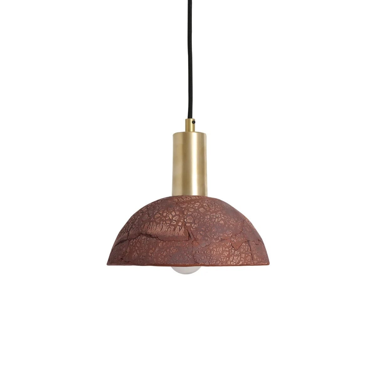 Round Ceramic Hanging Light in Red Metal, 20cm