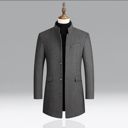Men’s Mid Length Stand Collar Topcoat