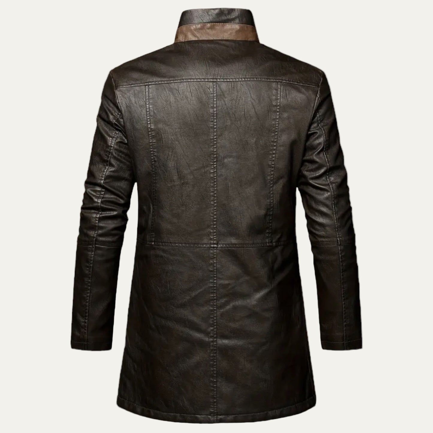 Men’s Faux Leather Coat with Plush Sherpa Lining