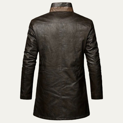 Men’s Faux Leather Coat with Plush Sherpa Lining