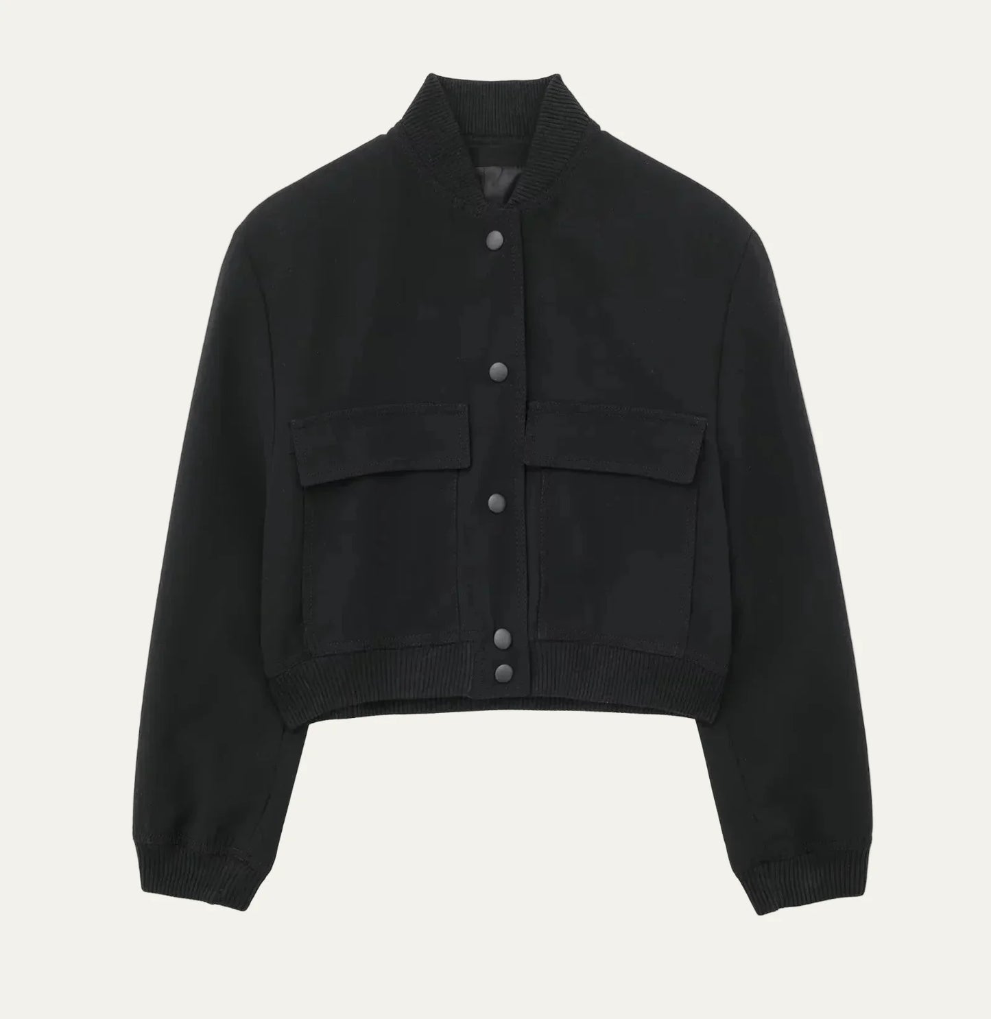 Women’s Cropped Snap Button Bomber Jacket
