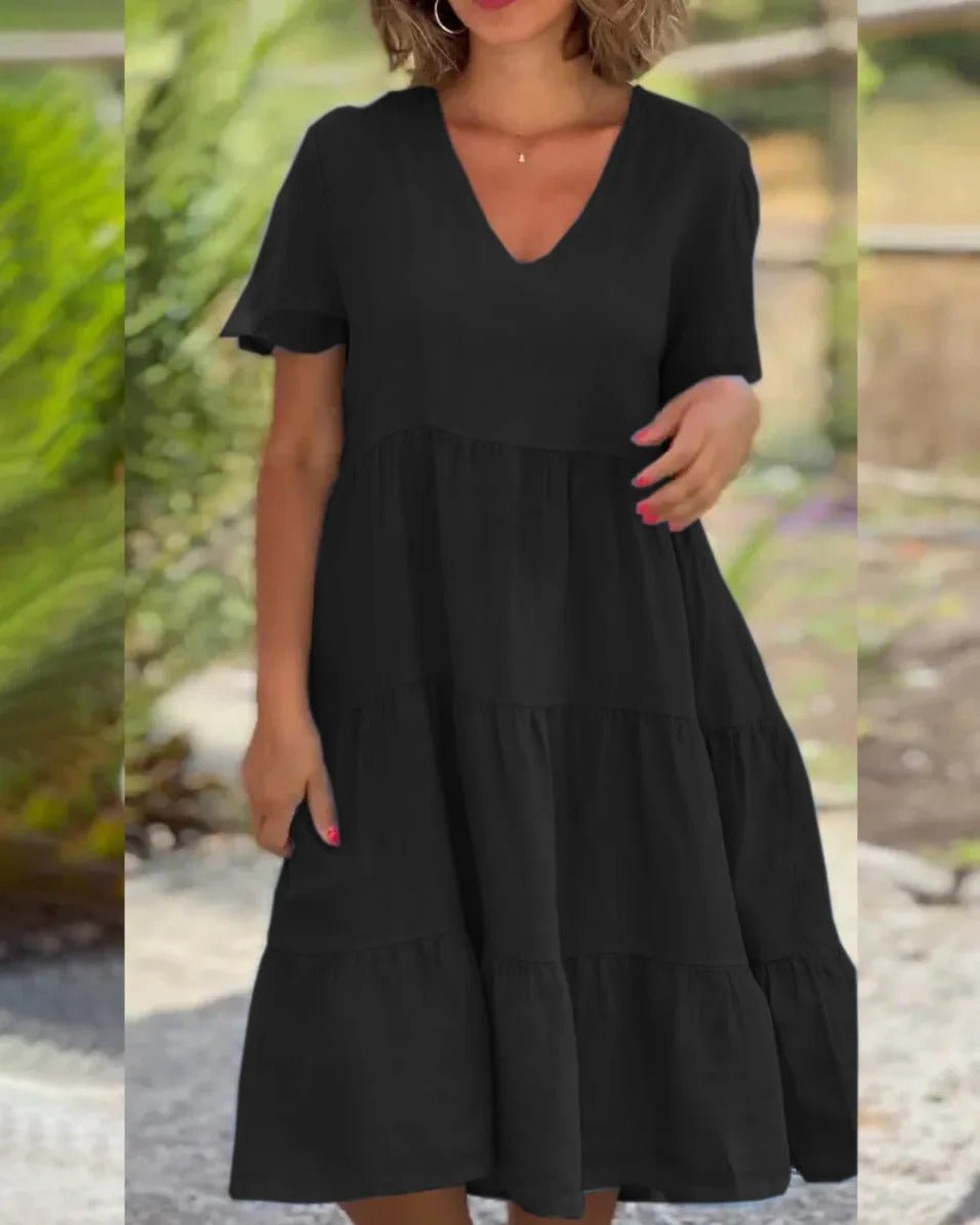 Chic Casual Summer Dress for Women with V Neckline