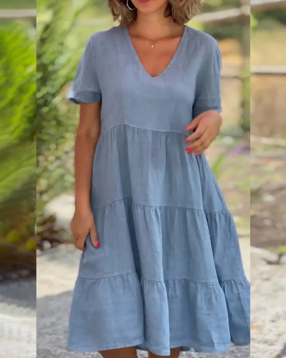 Chic Casual Summer Dress for Women with V Neckline