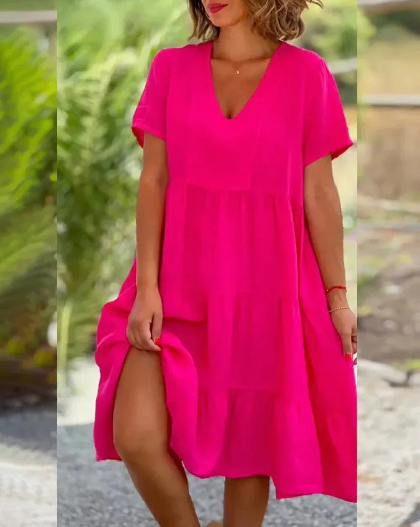 Chic Casual Summer Dress for Women with V Neckline