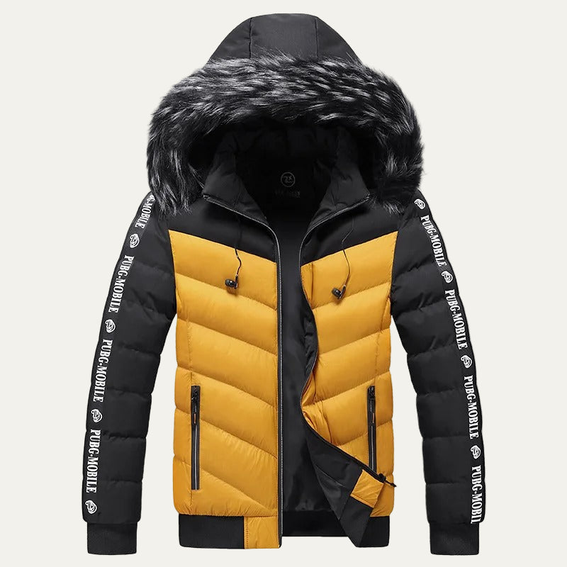 Men’s Two Tone Chevron Hooded Winter Puffer Jacket