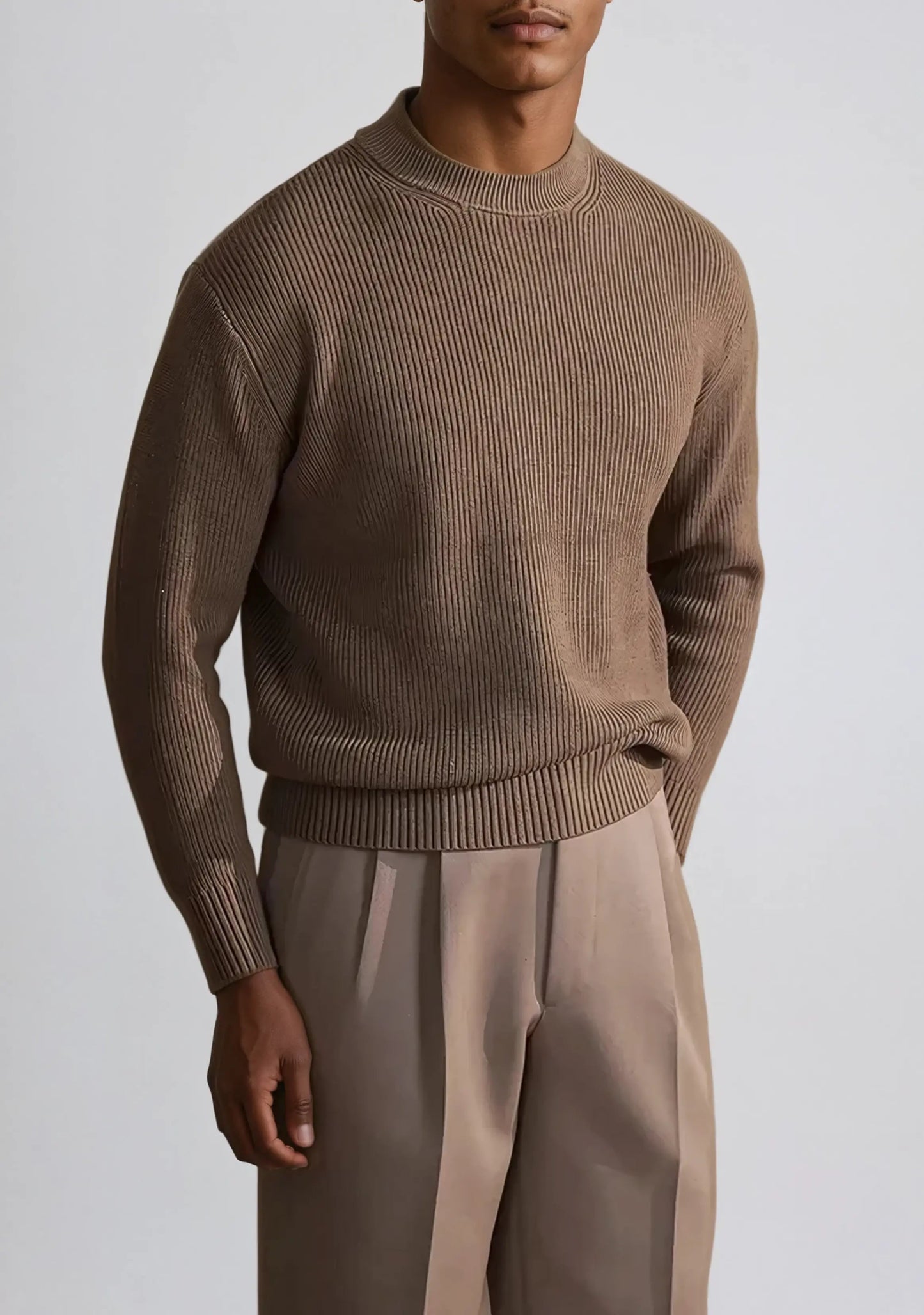 Howard - Brown Crew Neck Jumper Men