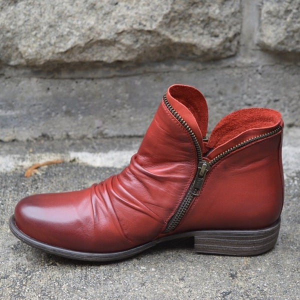 Comfortable Women's Zip Ankle Boots with Heel