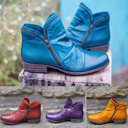Comfortable Women's Zip Ankle Boots with Heel - BritishElegance