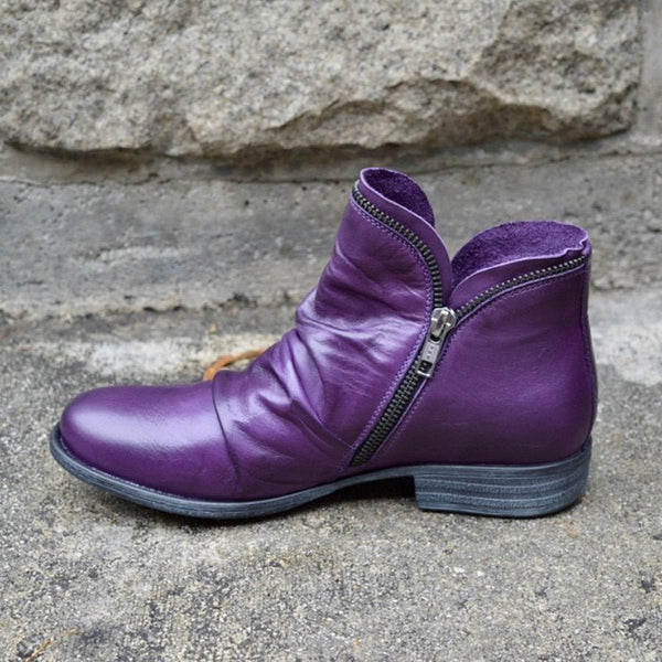 Comfortable Women's Zip Ankle Boots with Heel