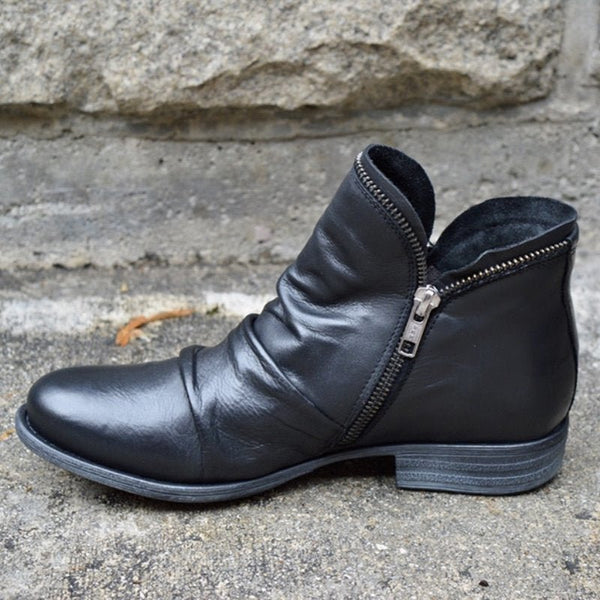 Comfortable Women's Zip Ankle Boots with Heel