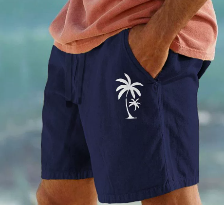 Tropical Summer Shorts with Palm Embroidery