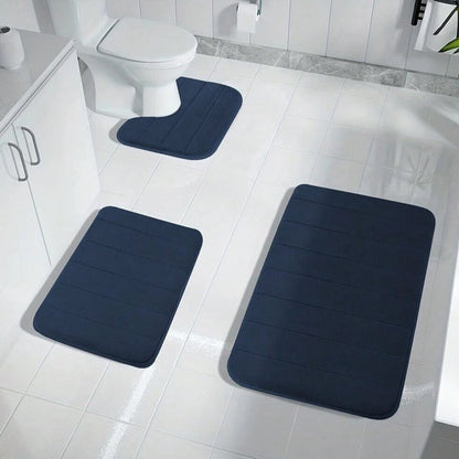 Soft 3-Piece Memory Foam Bathroom Mats, Anti-Slip