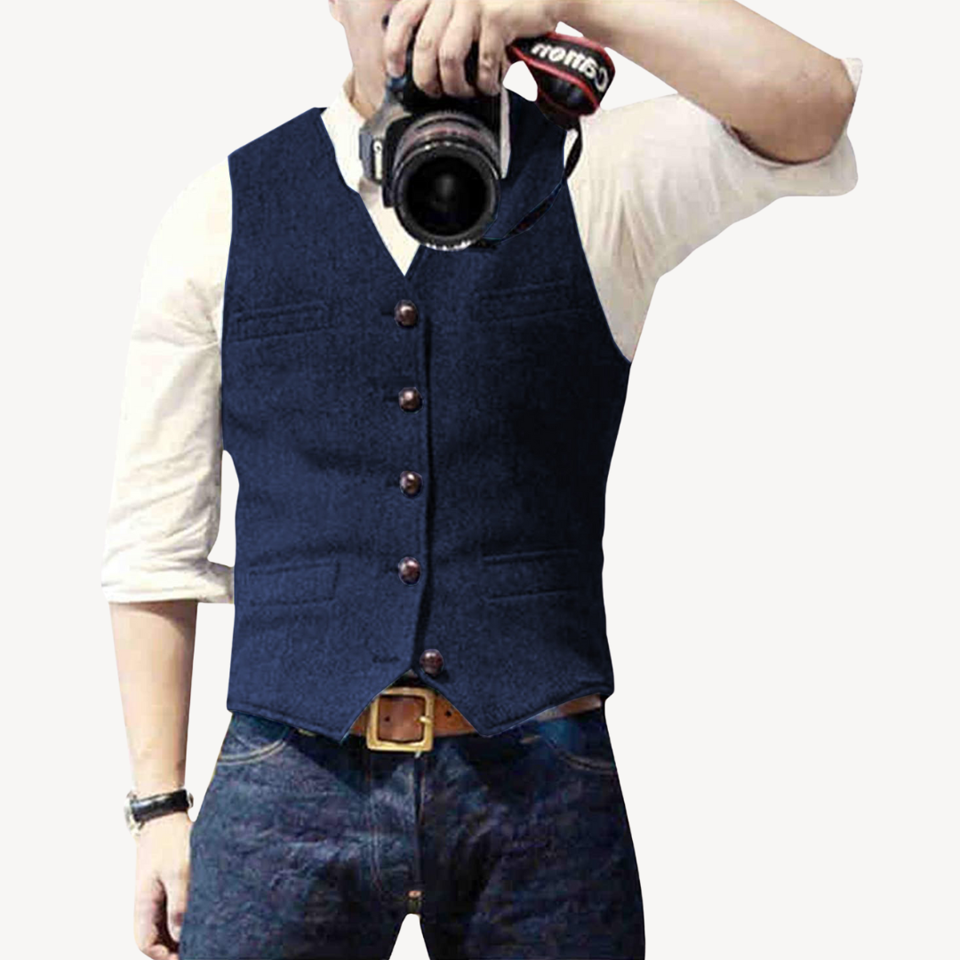 Men's Buttoned Wool Vest