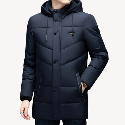 Men's Puffer Jacket with Waterproof and Hooded Winter Coat