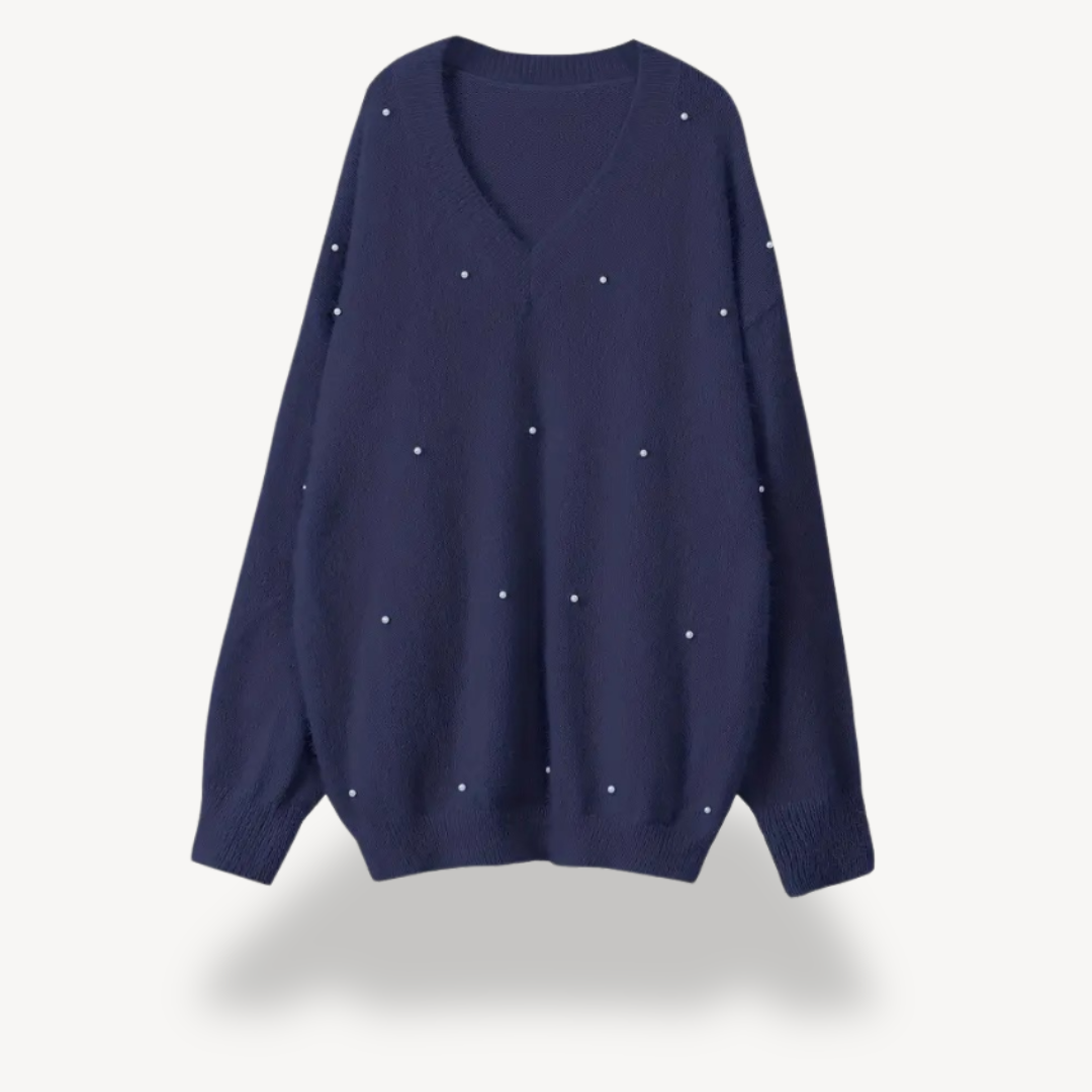 Pearl Detail V-Neck Sweater for Women